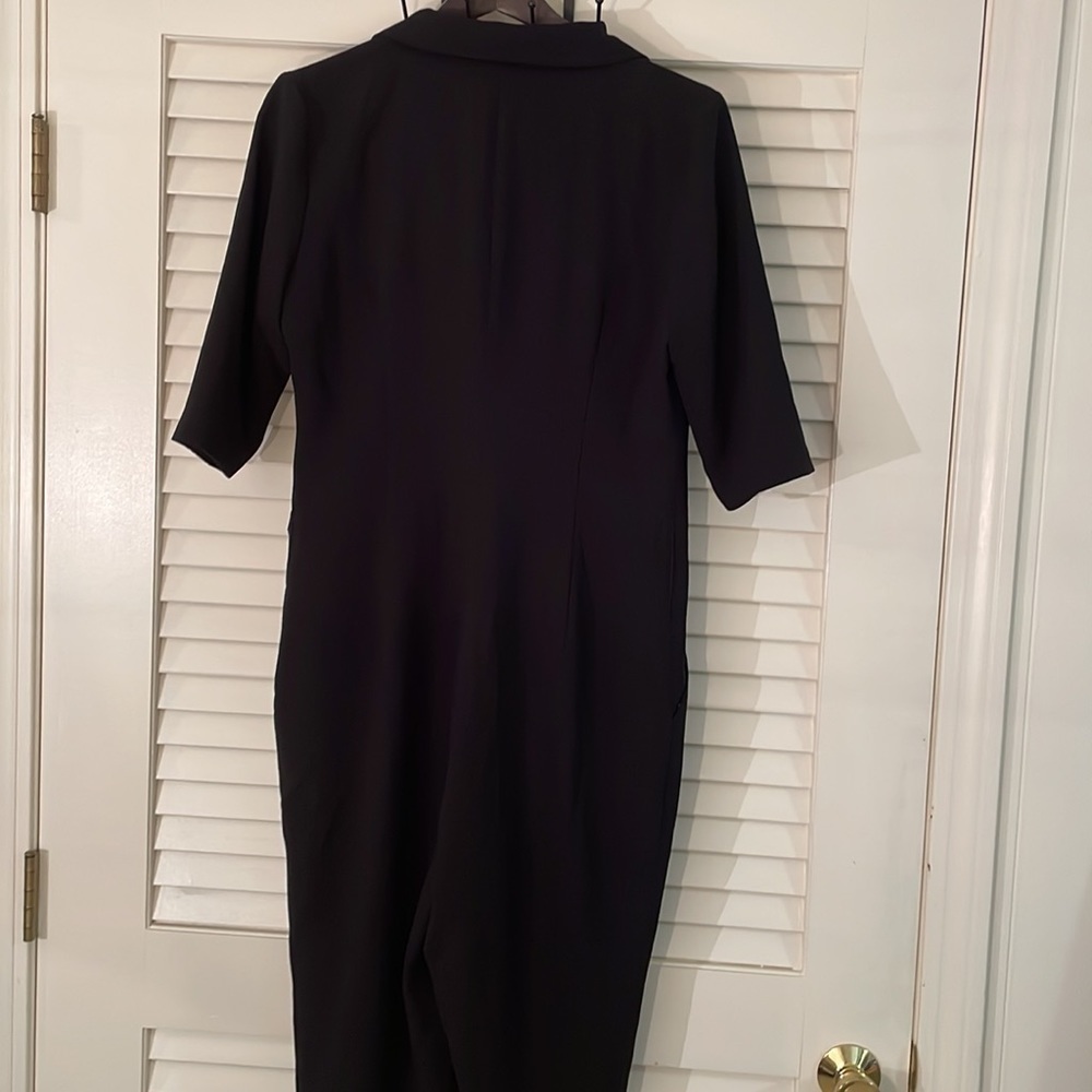 L’ecole des Femmes Elegant Black Cross Over Front Gathered Ankle Jumpsuit - Picture 11 of 16
